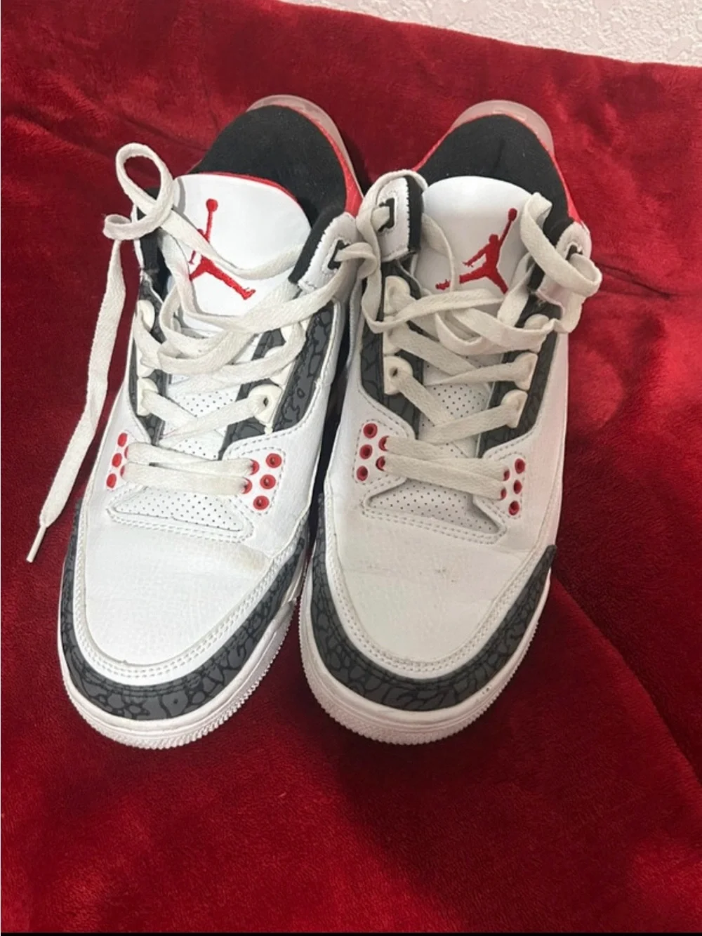 Nike White Black Red Air Jordan 3 Style Sneakers